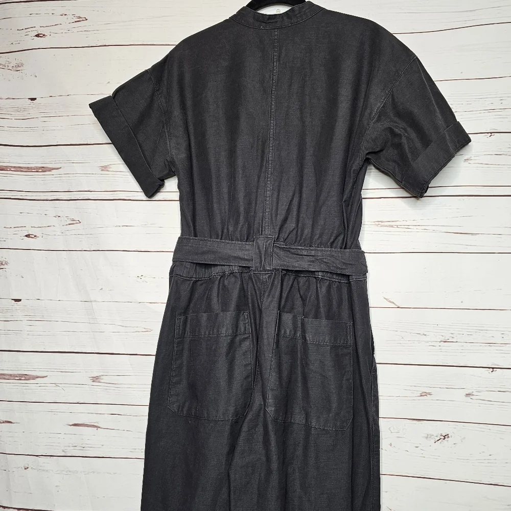 Everlane The Fatigue Black Short Sleeve Jumpsuit with Belt
